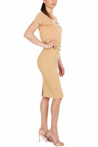 Elisabetta Franchi gonna longuette in doppio crepe stretch cammello