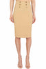 CAMEL DOUBLE STRETCH CREPE LONGUETTE SKIRT