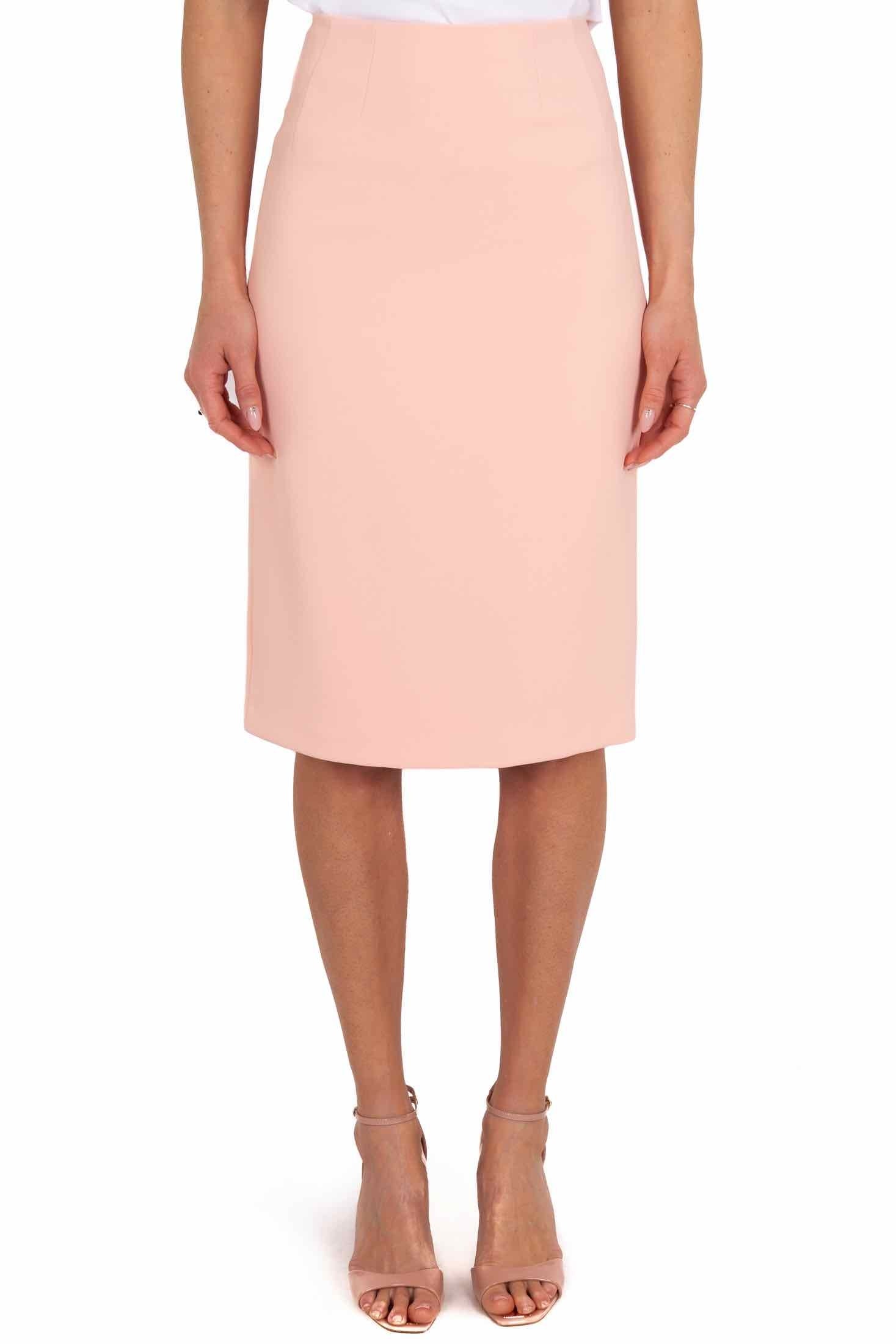 Elisabetta Franchi gonna longuette in doppio crepe stretch rosa