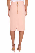 Elisabetta Franchi gonna longuette in doppio crepe stretch rosa