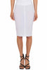 WHITE RIBBED KNIT LONGUETTE SKIRT