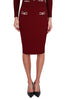 BURGUNDY RIBBED KNIT PENCIL SKIRT