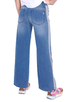 Please jeans a palazzo con bande laterali blu