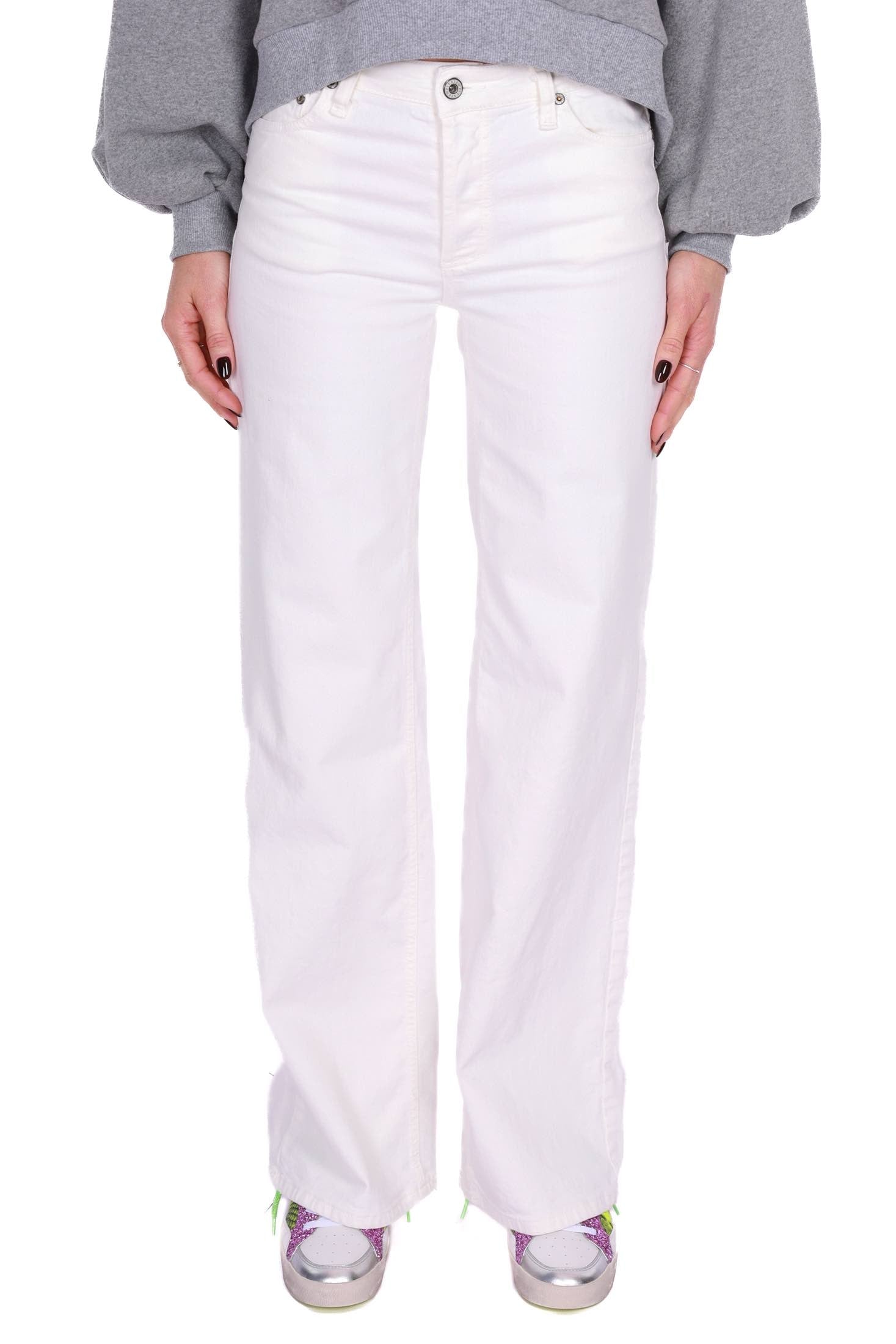 Please jeans a palazzo in bull denim bianco