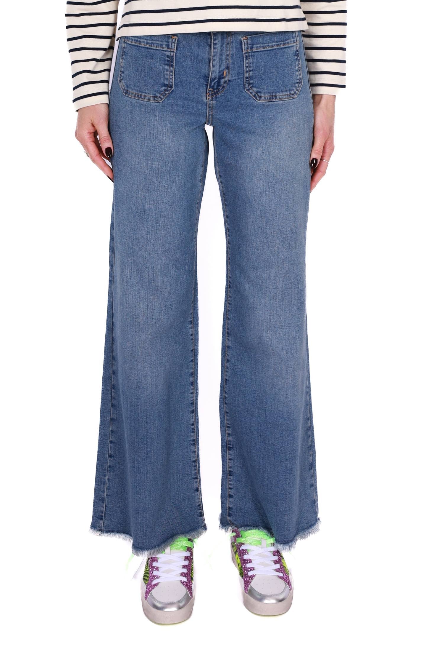 Emme Marella jeans a palazzo in denim stretch blu