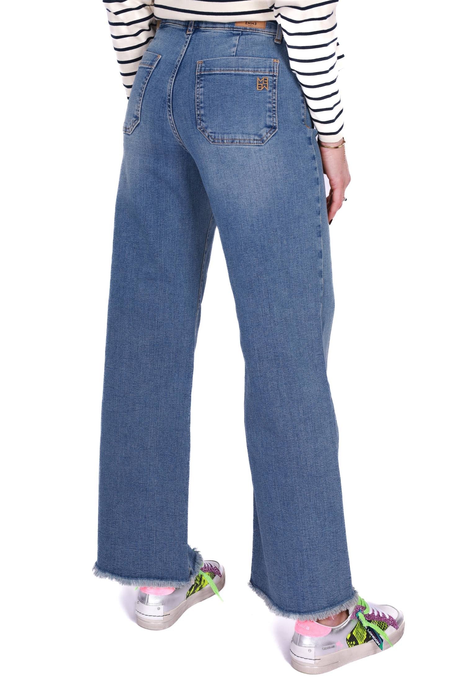 Emme Marella jeans a palazzo in denim stretch blu