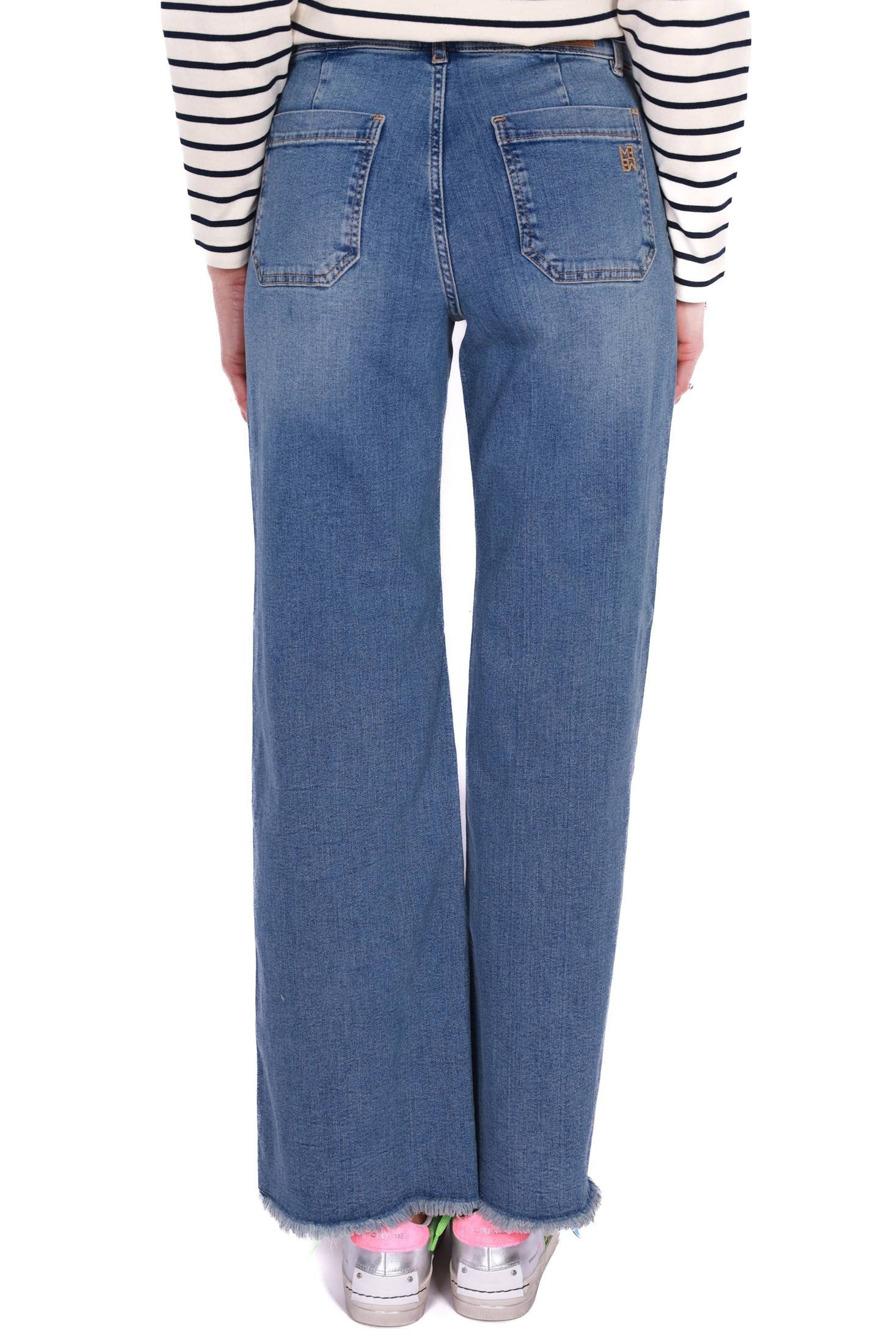 Emme Marella jeans a palazzo in denim stretch blu