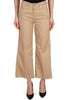 HIGH WAISTED PALAZZO JEANS IN COTTON TWILL BISCUIT