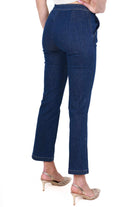 Blu Denim jeans boot cut con catena gioiello blu