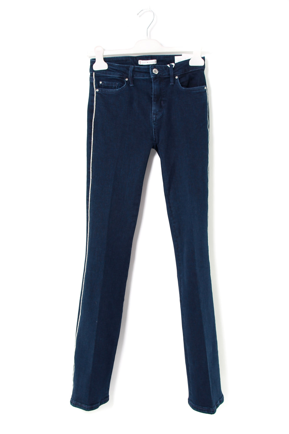 Tommy Hilfiger Donna jeans boot cut con catenella di strass blu