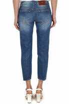 Fracomina jeans boyfriend strappati con pietre gioiello blu