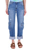 JEANS CARGO IN TELA DENIM CON ROTTURE BLU