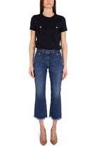 Elisabetta Franchi jeans cropped a zampetta blu