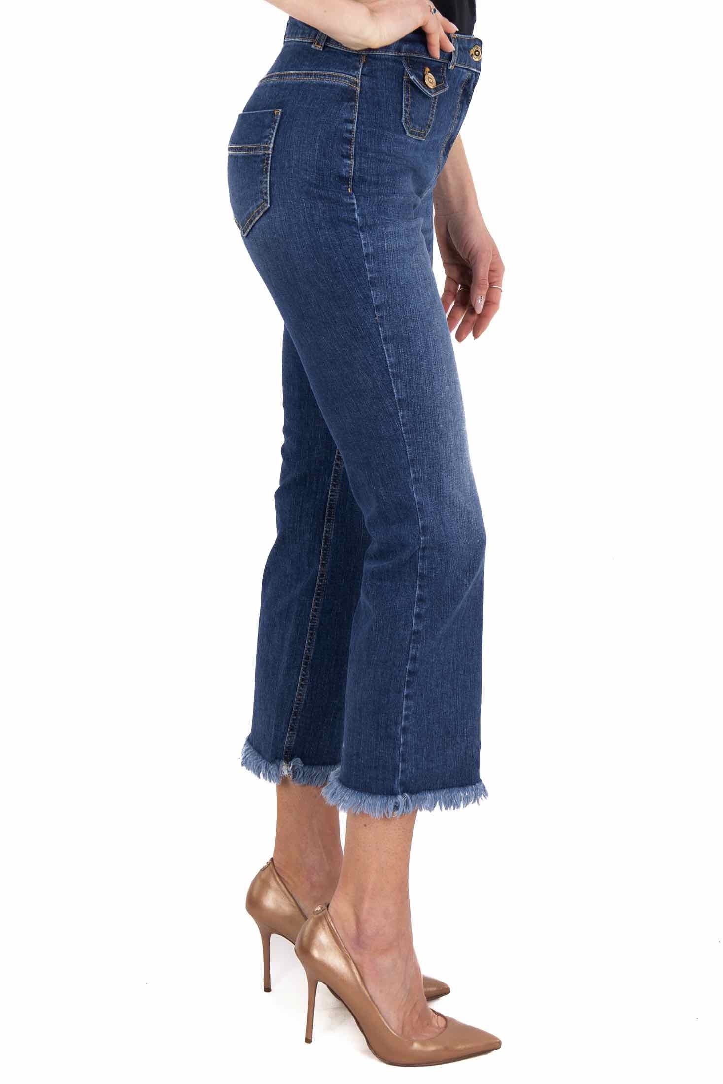 Elisabetta Franchi jeans cropped a zampetta blu