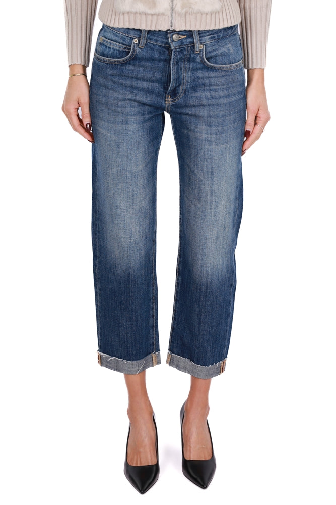 Roy Roger's Donna jeans cropped gamba larga blu