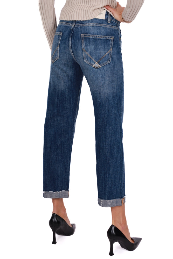 Roy Roger's Donna jeans cropped gamba larga blu