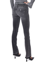 Blu Denim jeans flare con orlo sfrangiato grigio