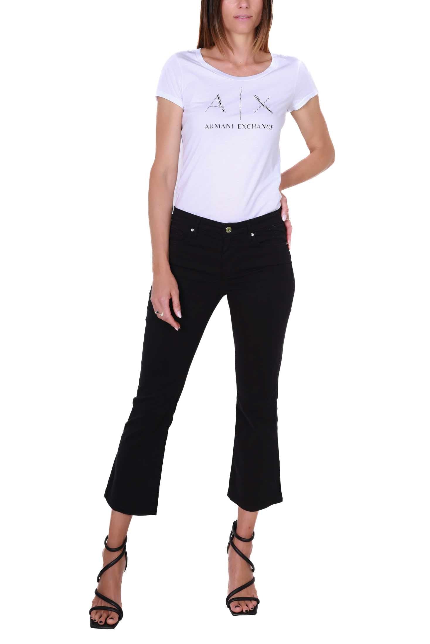 Ax Donna jeans flare cropped in cotone stretch nero