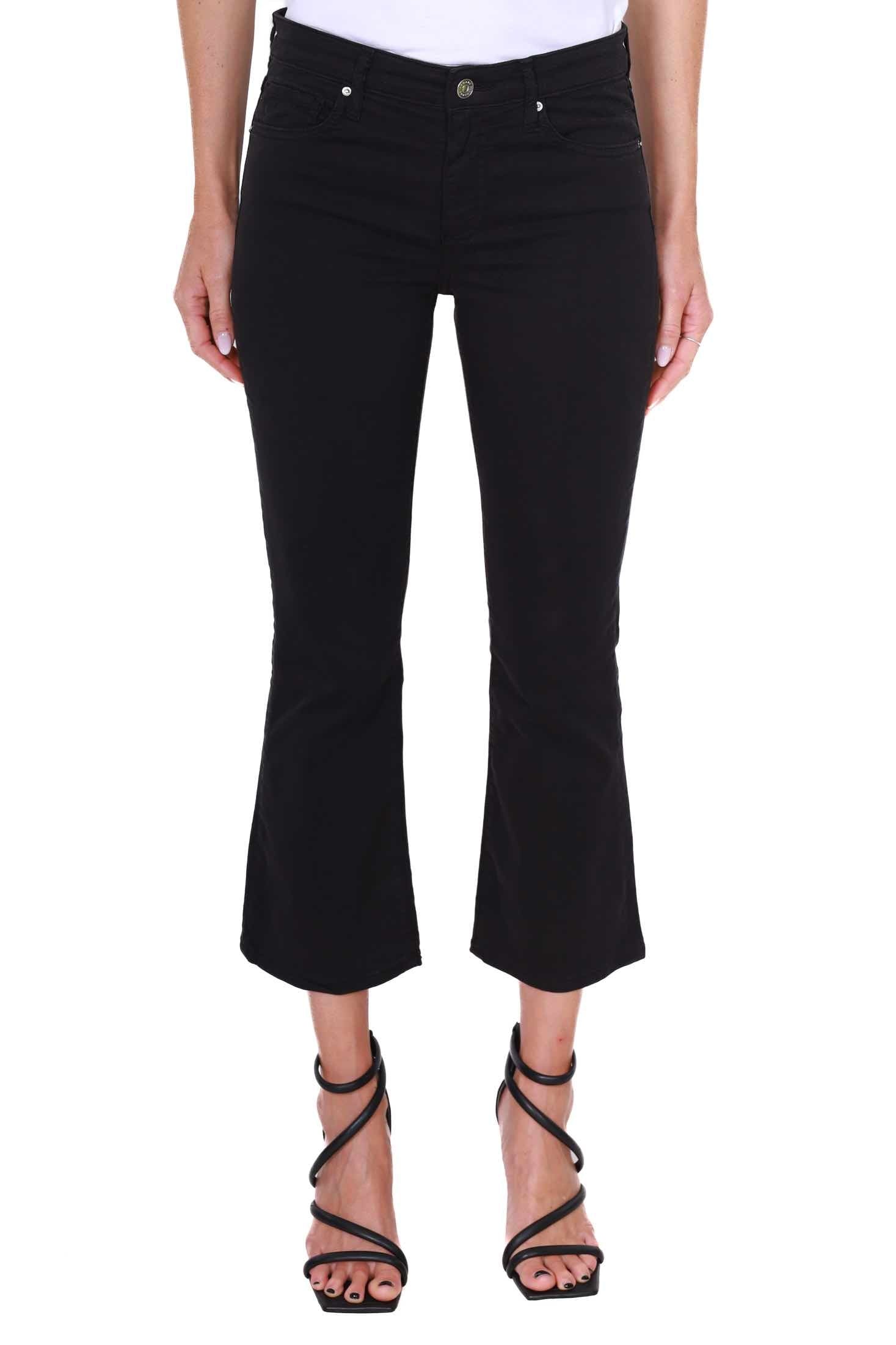 Ax Donna jeans flare cropped in cotone stretch nero