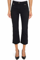 Elisabetta Franchi jeans flare cropped in denim nero