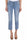 JEANS FLARED CROPPED CON BOTTONI A VISTA AZZURRO