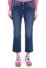 AUSGESTELLTE JEANS AUS BLAUEM STRETCH-DENIM