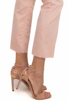 Liu Jo White jeans skinny in popeline con bottoni a vista rosa