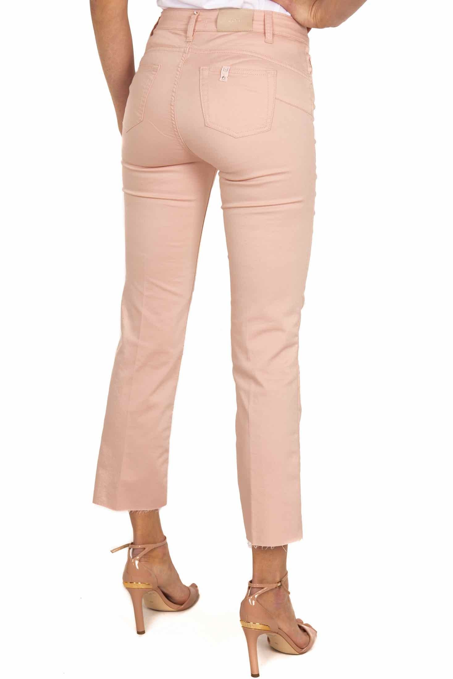 Liu Jo White jeans skinny in popeline con bottoni a vista rosa