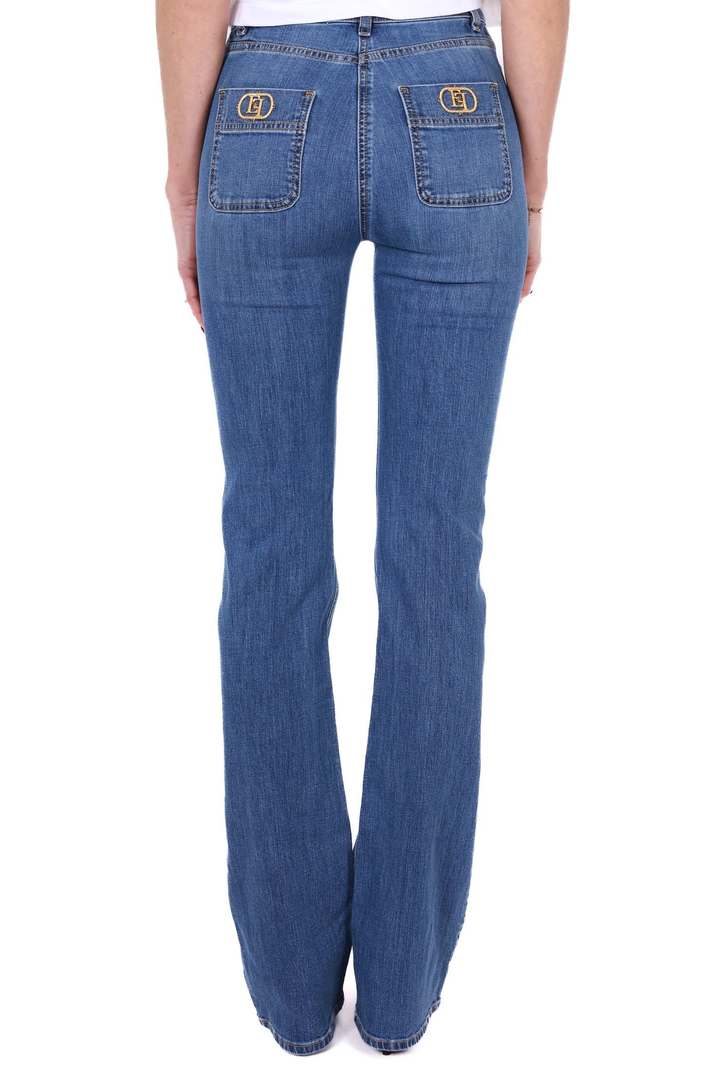 Elisabetta Franchi jeans gamba dritta in denim stretch blu