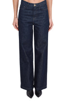 Roy Roger's Donna jeans gamba larga in denim lavaggio scuro blu