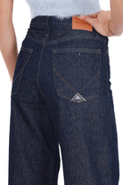 Roy Roger's Donna jeans gamba larga in denim lavaggio scuro blu