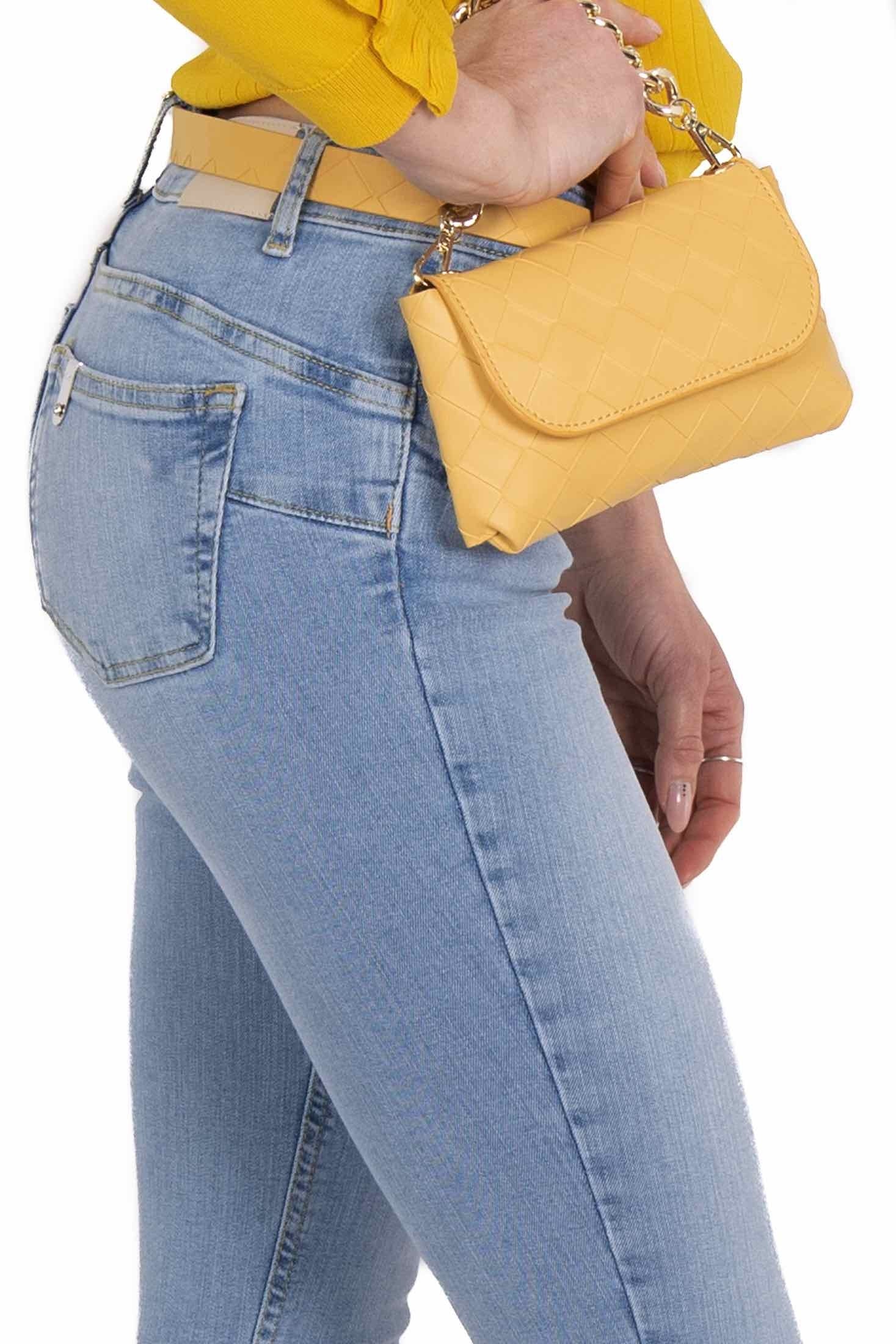 Blu Denim jeans skinny con borsa blu