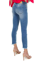 Pinko jeans skinny con orlo sfrangiato blu