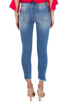 Pinko jeans skinny con orlo sfrangiato blu