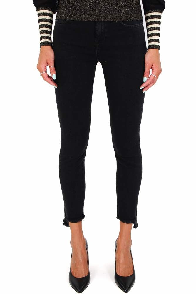 Pinko jeans skinny con orlo sfrangiato in denim nero