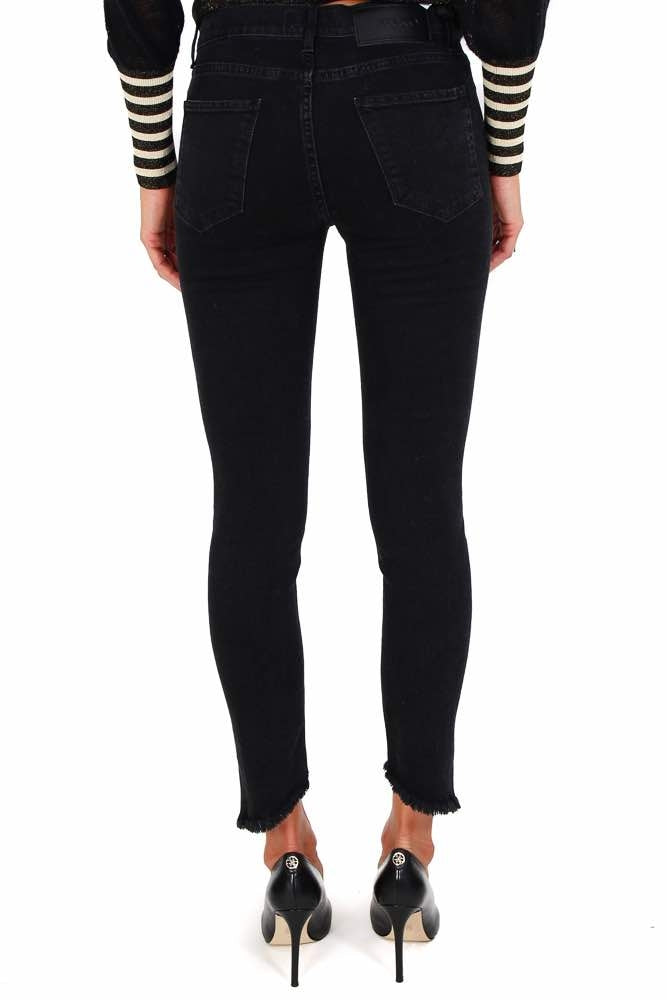 Pinko jeans skinny con orlo sfrangiato in denim nero