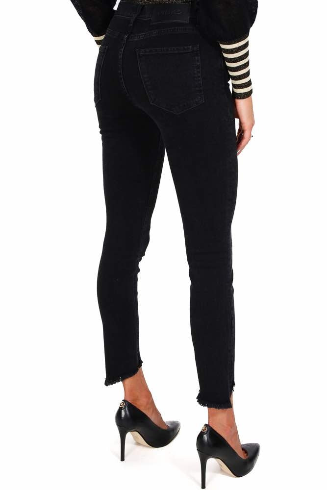 Pinko jeans skinny con orlo sfrangiato in denim nero