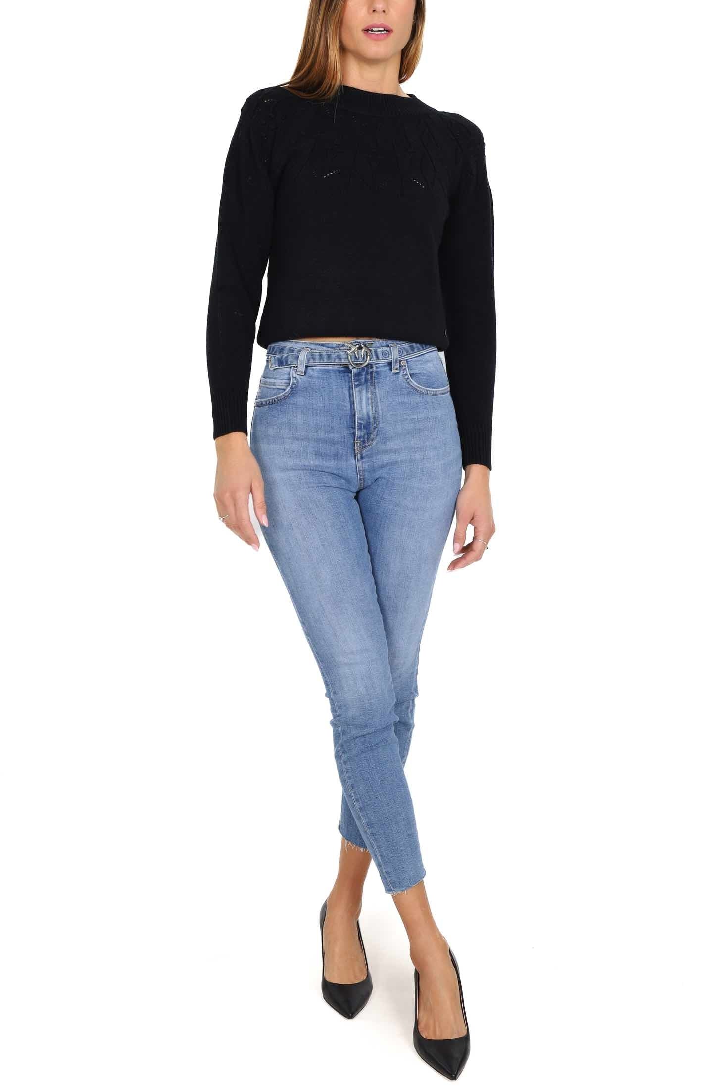 Pinko jeans skinny in denim super stretch con cintura blu