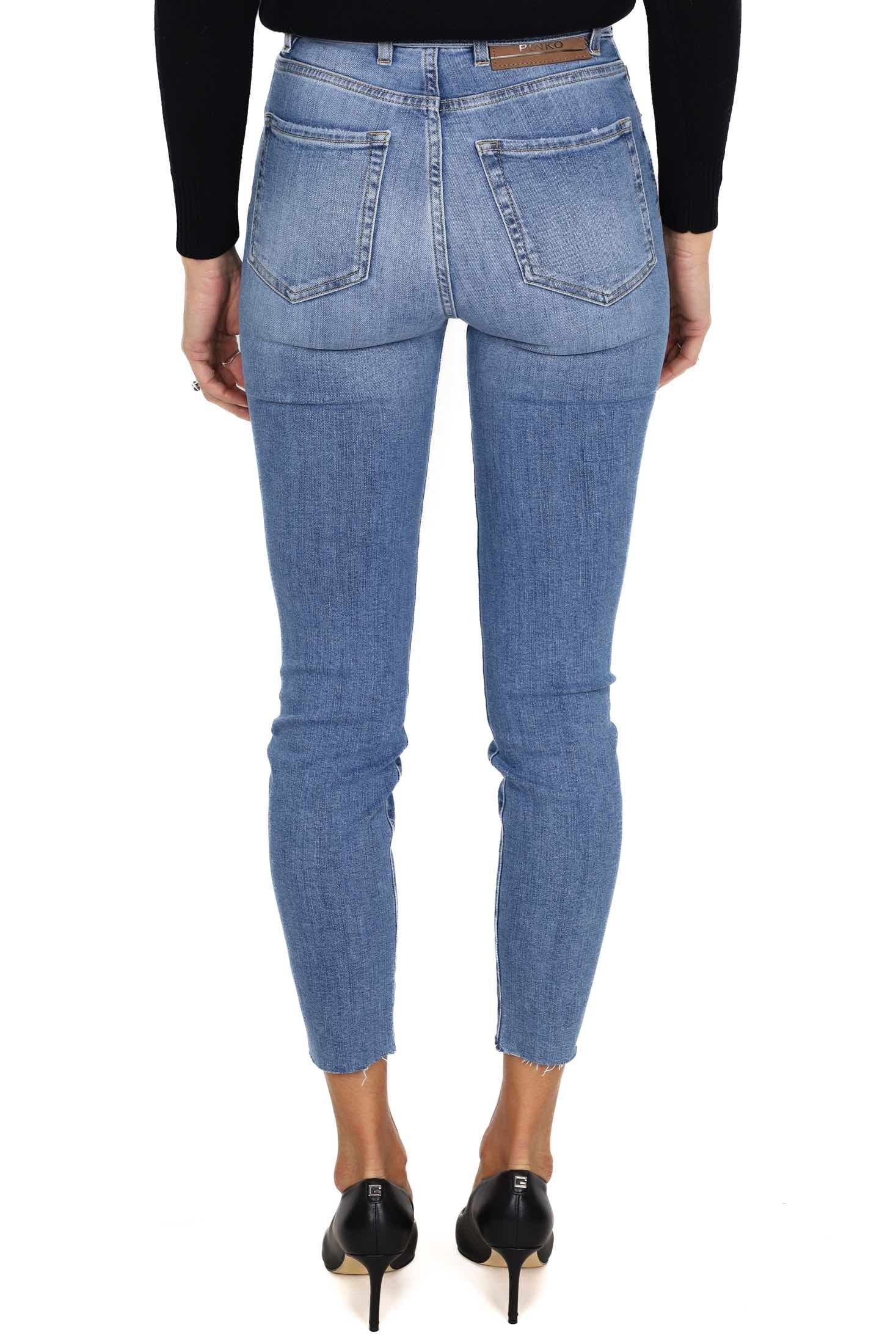 Pinko jeans skinny in denim super stretch con cintura blu