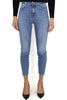 SKINNY-JEANS AUS SUPERSTRETCH-DENIM MIT BLAUEM GÜRTEL