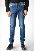 Gas Uomo jeans skinny in denim super stretch con rotture blu