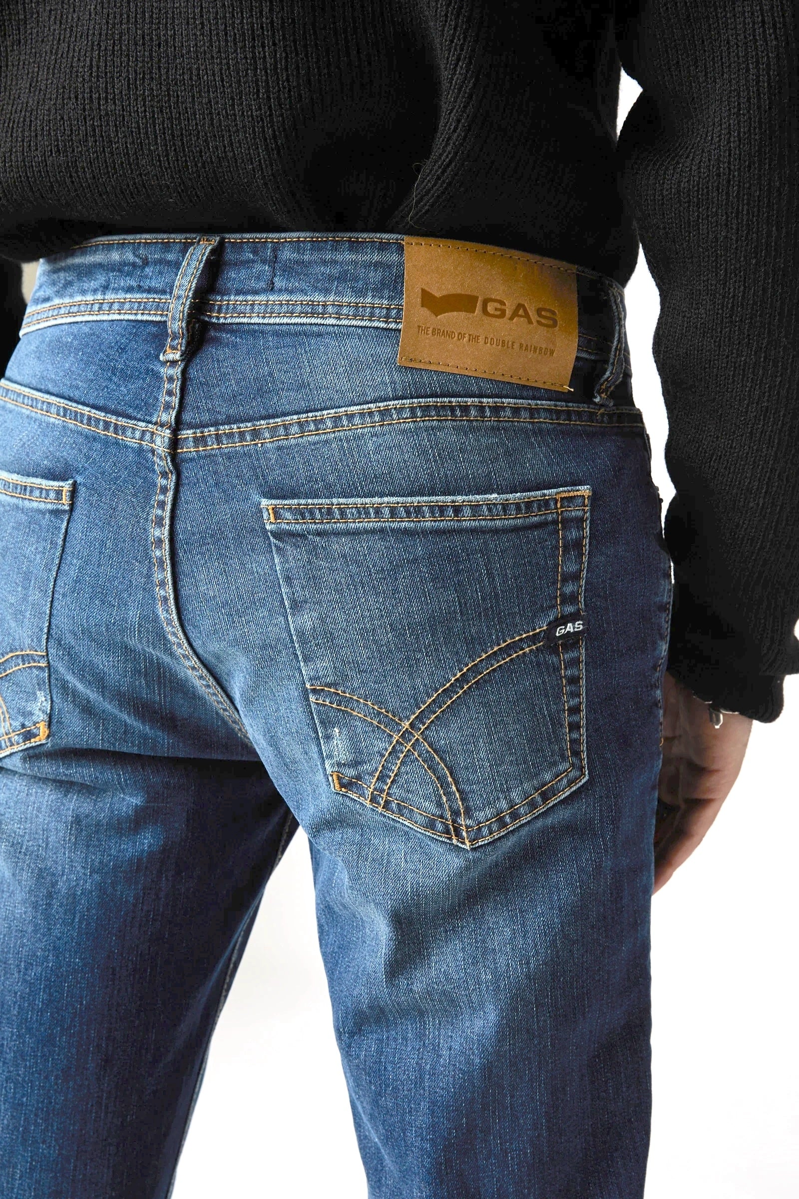 Gas Uomo jeans skinny in denim super stretch con rotture blu