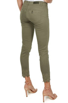 Liu Jo White jeans skinny in gabardine di cotone con ricamo verde