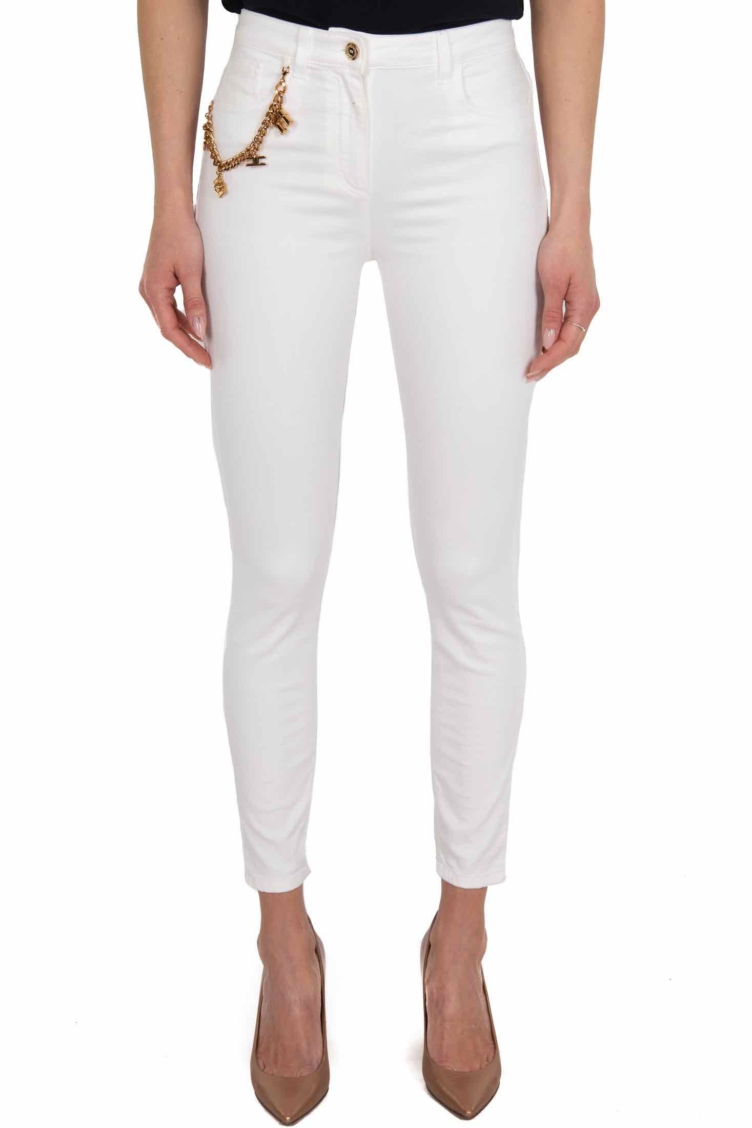 Elisabetta Franchi jeans skinny in tela cotone con pendagli burro