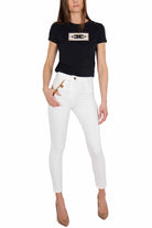 Elisabetta Franchi jeans skinny in tela cotone con pendagli burro