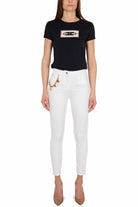 Elisabetta Franchi jeans skinny in tela cotone con pendagli burro