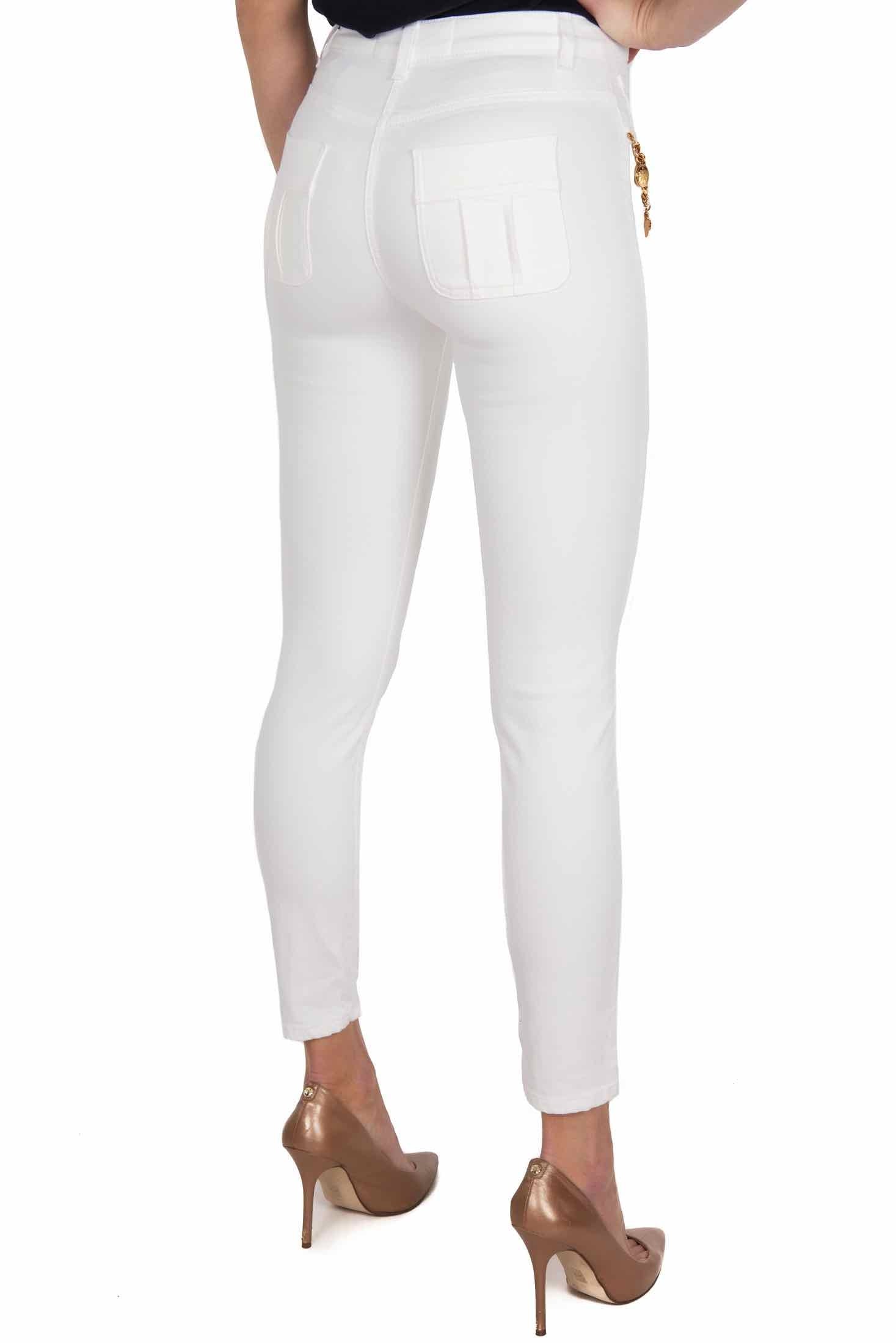 Elisabetta Franchi jeans skinny in tela cotone con pendagli burro