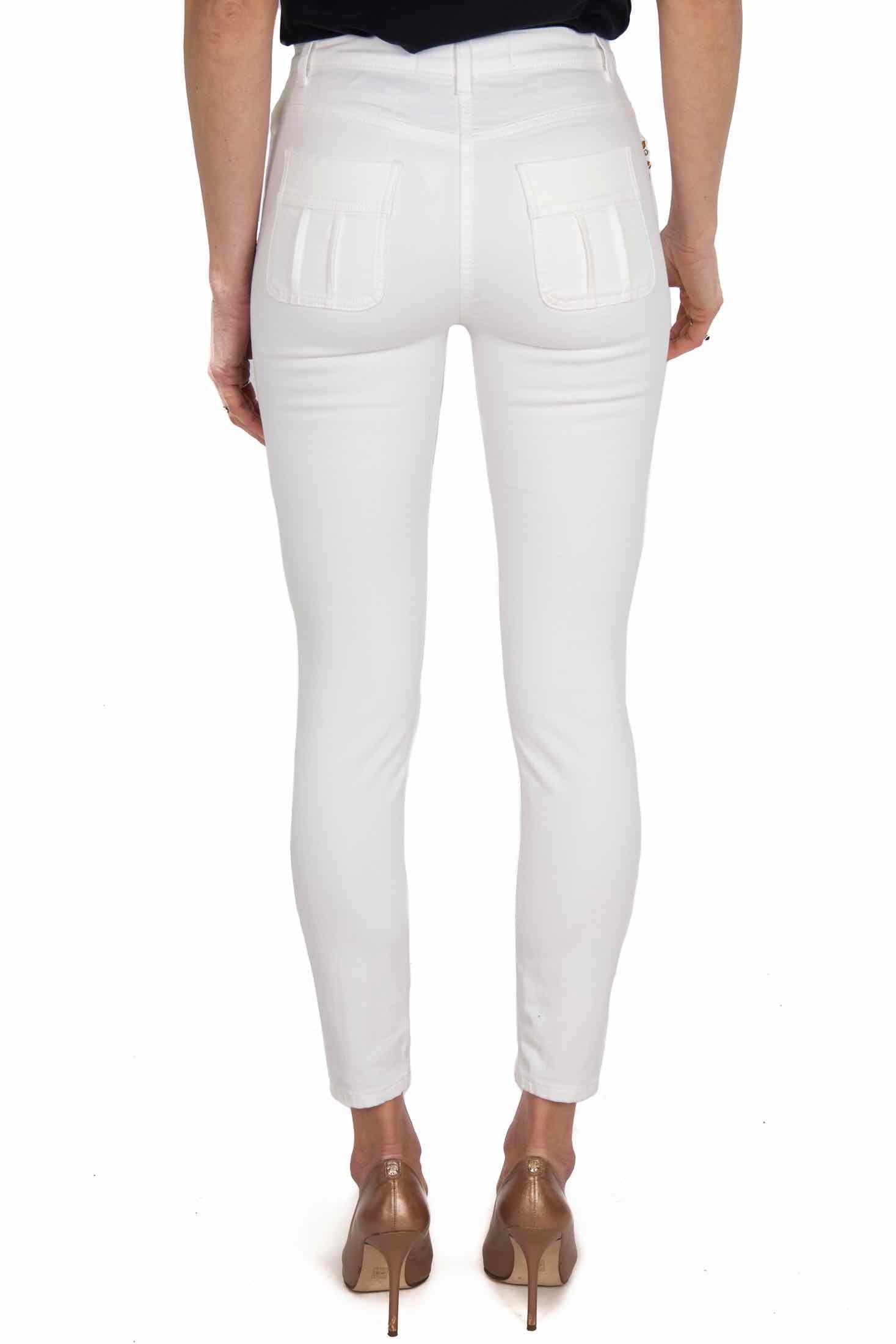 Elisabetta Franchi jeans skinny in tela cotone con pendagli burro