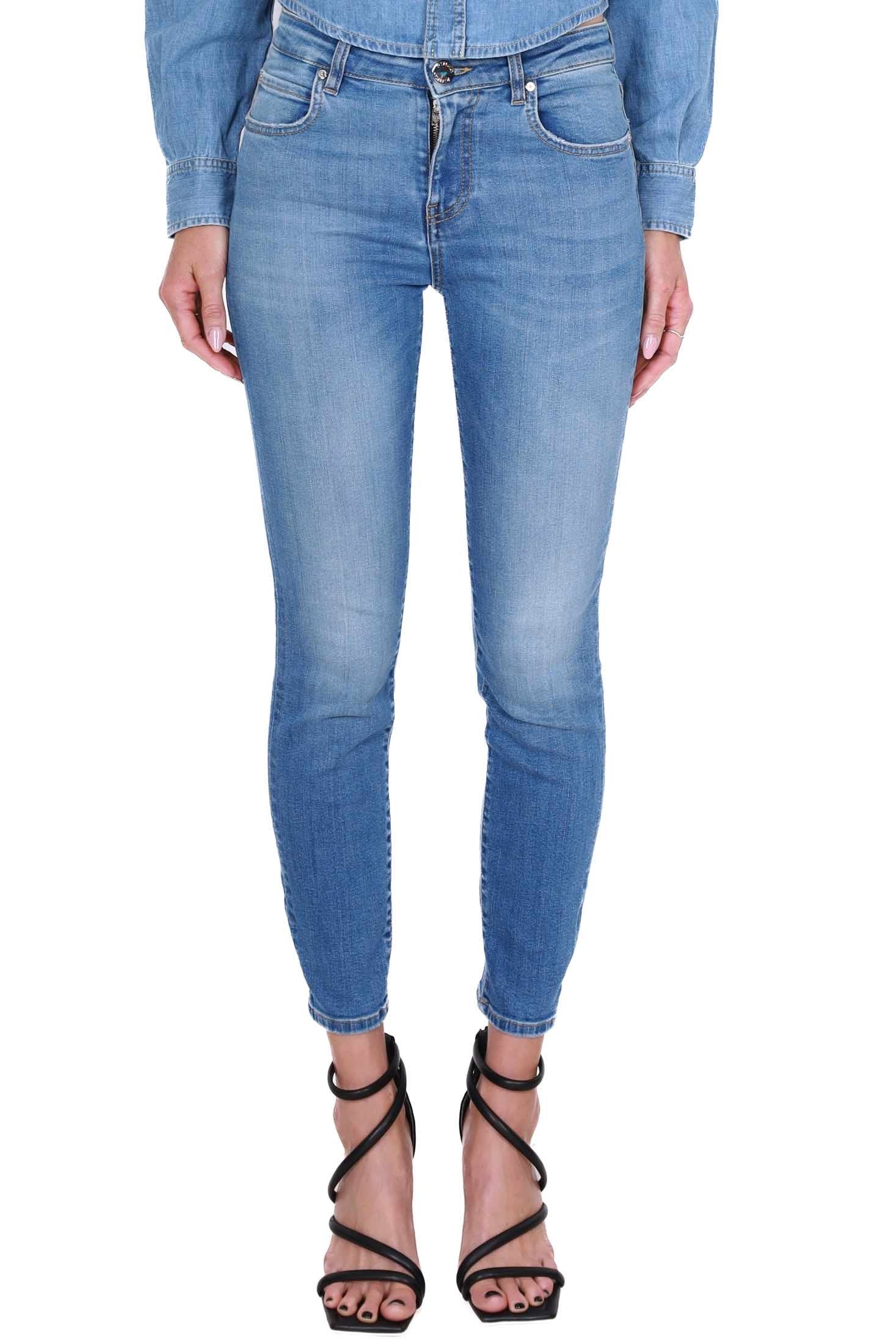 Pinko jeans skinny in tela denim azzurro