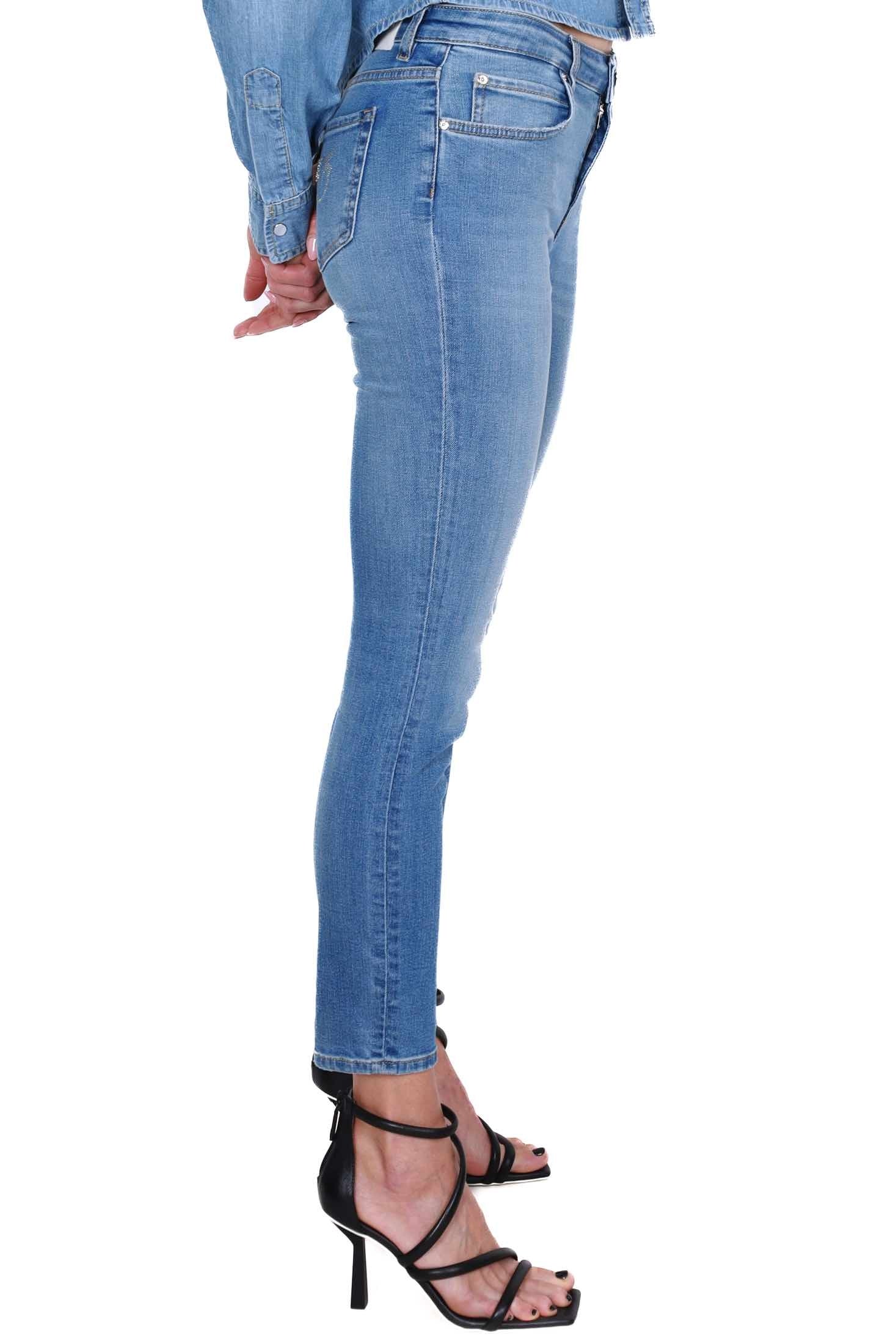 Pinko jeans skinny in tela denim azzurro